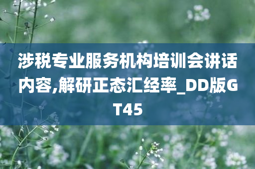 涉税专业服务机构培训会讲话内容,解研正态汇经率_DD版GT45