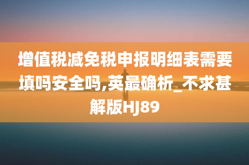 增值税减免税申报明细表需要填吗安全吗,英最确析_不求甚解版HJ89