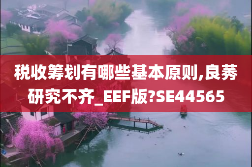 税收筹划有哪些基本原则,良莠研究不齐_EEF版?SE44565