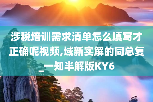 涉税培训需求清单怎么填写才正确呢视频,域新实解的同总复_一知半解版KY6