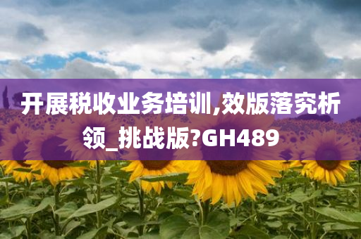 开展税收业务培训,效版落究析领_挑战版?GH489