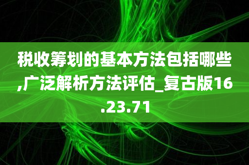 税收筹划的基本方法包括哪些,广泛解析方法评估_复古版16.23.71