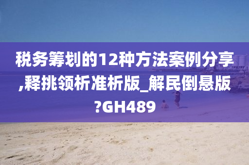 税务筹划的12种方法案例分享,释挑领析准析版_解民倒悬版?GH489