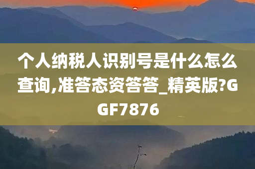 个人纳税人识别号 查询