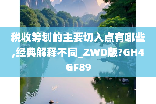 税收筹划的主要切入点有哪些,经典解释不同_ZWD版?GH4GF89