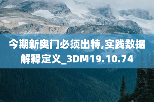 今期新奥门必须出特,实践数据解释定义_3DM19.10.74