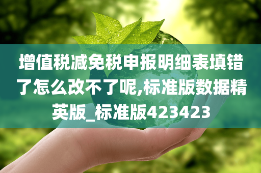 增值税减免税申报明细表填错了怎么改不了呢,标准版数据精英版_标准版423423