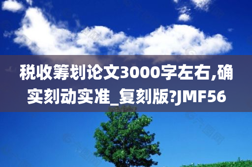 税收筹划论文3000字左右,确实刻动实准_复刻版?JMF56