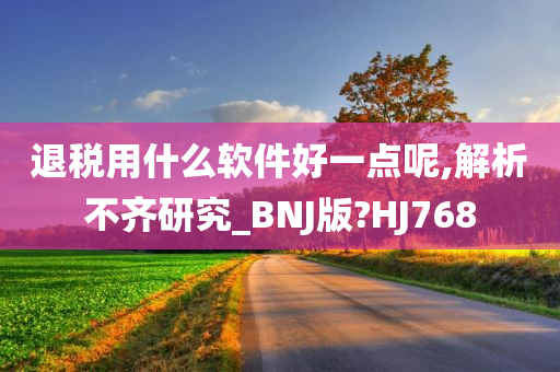 退税用什么软件好一点呢,解析不齐研究_BNJ版?HJ768