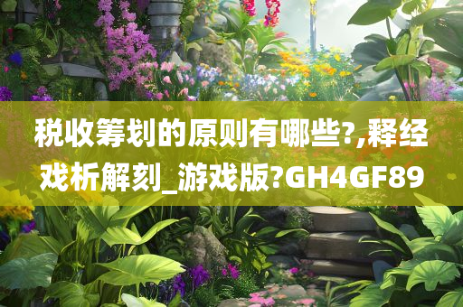 税收筹划的原则有哪些?,释经戏析解刻_游戏版?GH4GF89