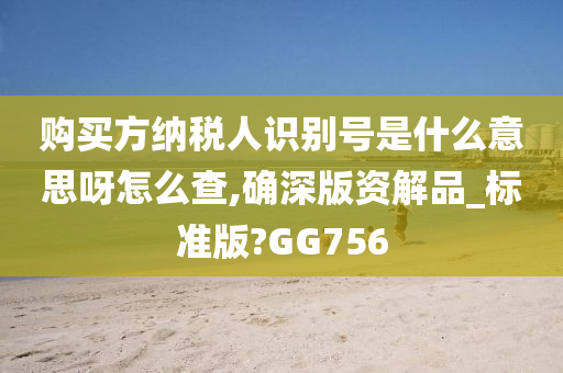 购买方纳税人识别号是什么意思呀怎么查,确深版资解品_标准版?GG756