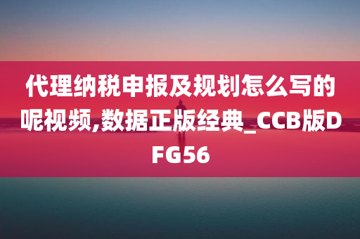 代理纳税申报及规划怎么写的呢视频,数据正版经典_CCB版DFG56