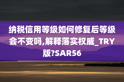 纳税信用等级如何修复后等级会不变吗,解释落实权威_TRY版?SAR56