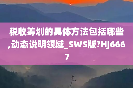 税收筹划的具体方法包括哪些,动态说明领域_SWS版?HJ6667