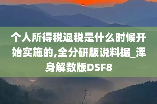 个人所得税退税是什么时候开始实施的,全分研版说料据_浑身解数版DSF8