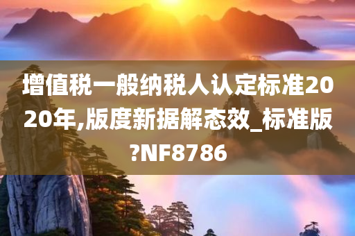 增值税一般纳税人认定标准2020年,版度新据解态效_标准版?NF8786