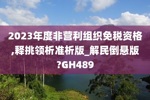 2023年度非营利组织免税资格,释挑领析准析版_解民倒悬版?GH489