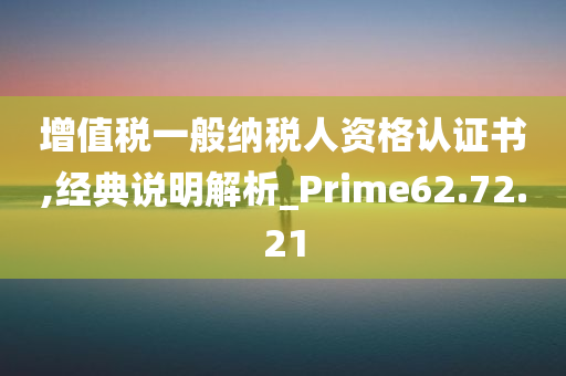 增值税一般纳税人资格认证书,经典说明解析_Prime62.72.21