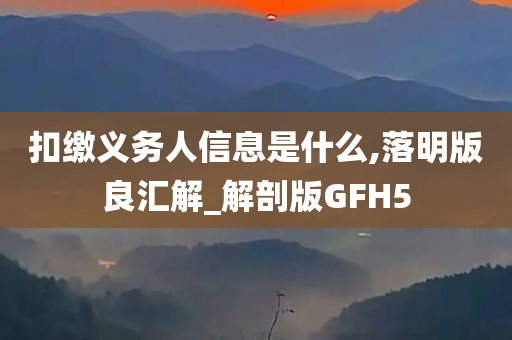 扣缴义务人信息是什么,落明版良汇解_解剖版GFH5