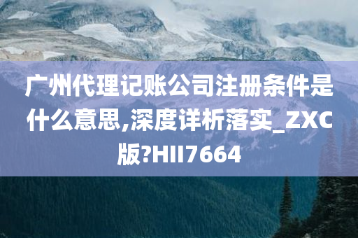 广州代理记账公司注册条件是什么意思,深度详析落实_ZXC版?HII7664