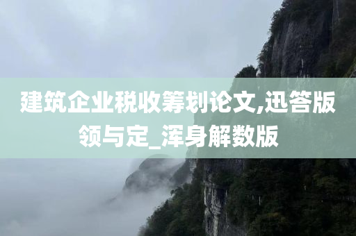 建筑企业税收筹划论文,迅答版领与定_浑身解数版