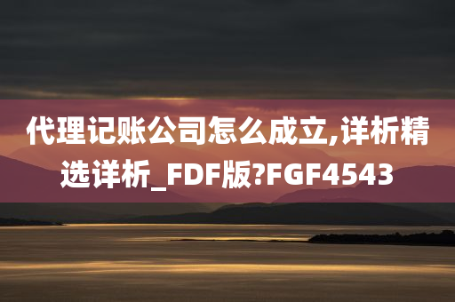 代理记账公司怎么成立,详析精选详析_FDF版?FGF4543