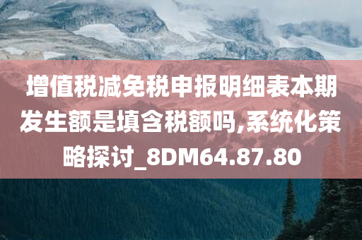 增值税减免税申报明细表本期发生额是填含税额吗,系统化策略探讨_8DM64.87.80