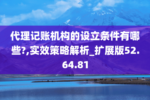 代理记账机构的设立条件有哪些?,实效策略解析_扩展版52.64.81