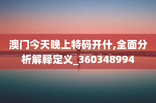 澳门今天晚上特码开什,全面分析解释定义_360348994