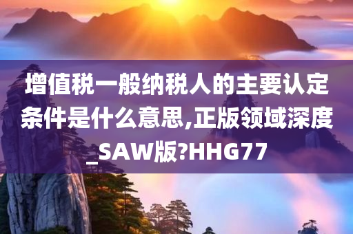 增值税一般纳税人的主要认定条件是什么意思,正版领域深度_SAW版?HHG77