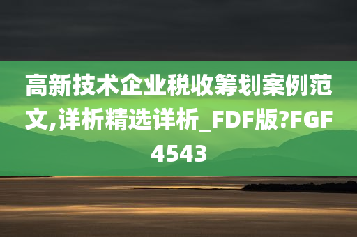 高新技术企业税收筹划案例范文,详析精选详析_FDF版?FGF4543