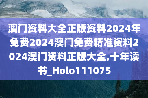 澳门资料大全正版资料2024年免费2024澳门免费精准资料2024澳门资料正版大全,十年读书_Holo111075