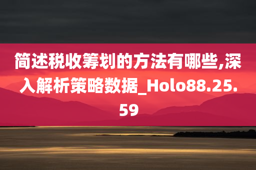 简述税收筹划的方法有哪些,深入解析策略数据_Holo88.25.59