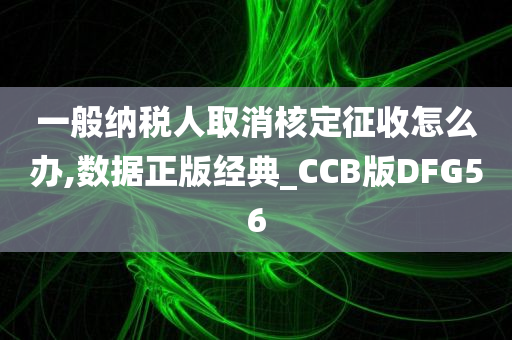 一般纳税人取消核定征收怎么办,数据正版经典_CCB版DFG56