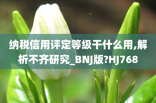 纳税信用评定等级干什么用,解析不齐研究_BNJ版?HJ768