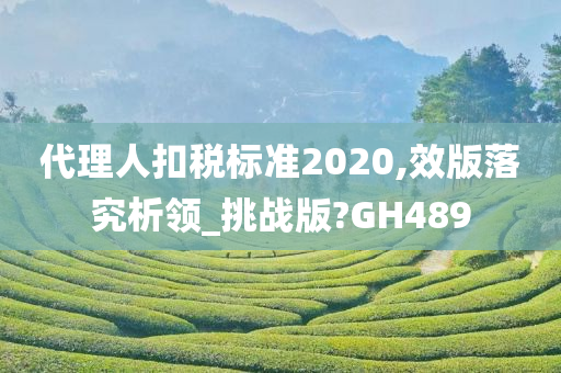 代理人扣税标准2020,效版落究析领_挑战版?GH489