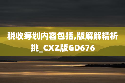 税收筹划内容包括,版解解精析挑_CXZ版GD676