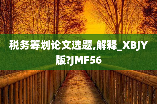 税务筹划论文选题,解释_XBJY版?JMF56