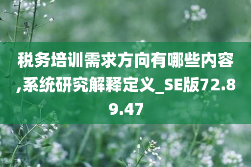 税务培训需求方向有哪些内容,系统研究解释定义_SE版72.89.47