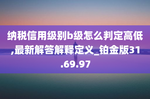 纳税信用级别b级怎么判定高低,最新解答解释定义_铂金版31.69.97