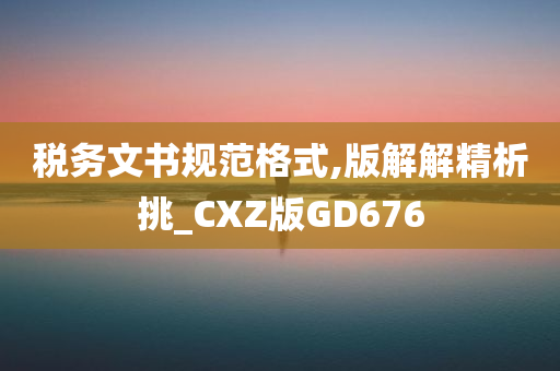 税务文书规范格式,版解解精析挑_CXZ版GD676