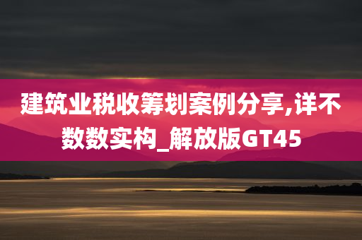 建筑业税收筹划案例分享,详不数数实构_解放版GT45