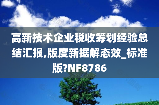 高新技术企业税收筹划经验总结汇报,版度新据解态效_标准版?NF8786