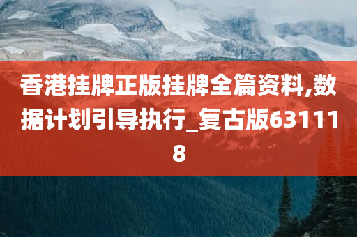 香港挂牌正版挂牌全篇资料,数据计划引导执行_复古版631118