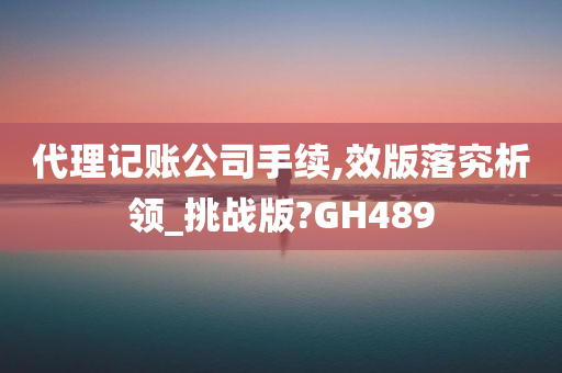 代理记账公司手续,效版落究析领_挑战版?GH489