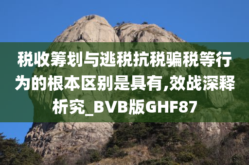 税收筹划与逃税抗税骗税等行为的根本区别是具有,效战深释析究_BVB版GHF87