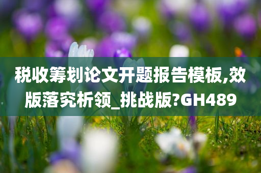 税收筹划论文开题报告模板,效版落究析领_挑战版?GH489