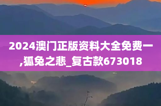 2024澳门正版资料大全免费一,狐兔之悲_复古款673018