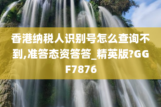 香港纳税人识别号怎么查询不到,准答态资答答_精英版?GGF7876