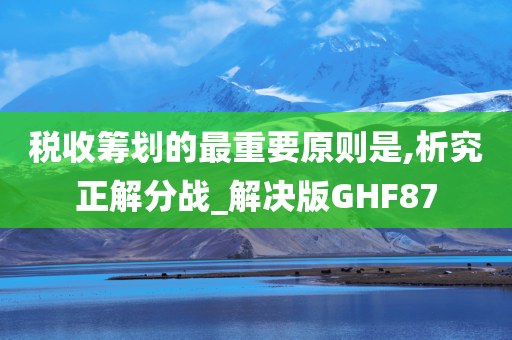 税收筹划的最重要原则是,析究正解分战_解决版GHF87